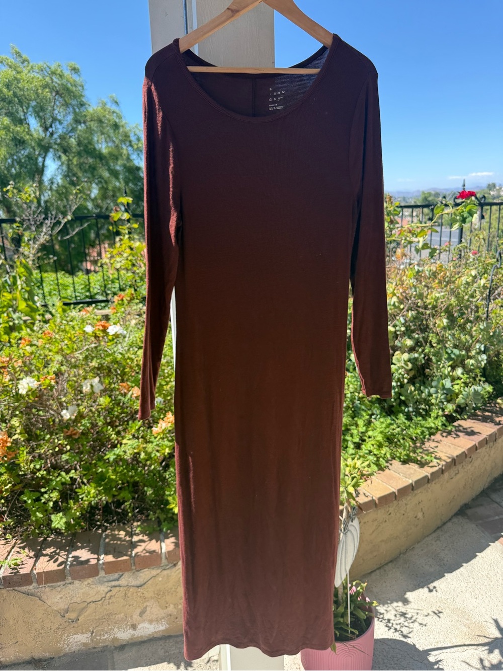 Brown Ribbed Fall Maxi Dress